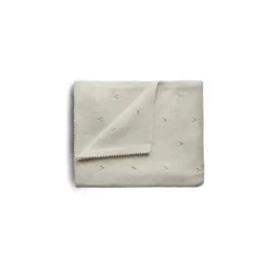 Mushie Blankets & Quilts*- Knitted Pointelle Baby Blanket - Ivory