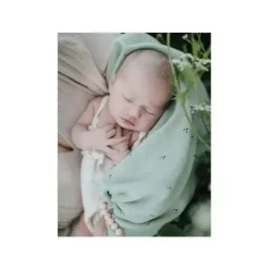 Mushie Blankets & Quilts*- Knitted Pointelle Baby Blanket - Sage Melange