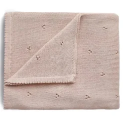 Mushie Blankets & Quilts*- Knitted Pointnelle Baby Blanket, Blush