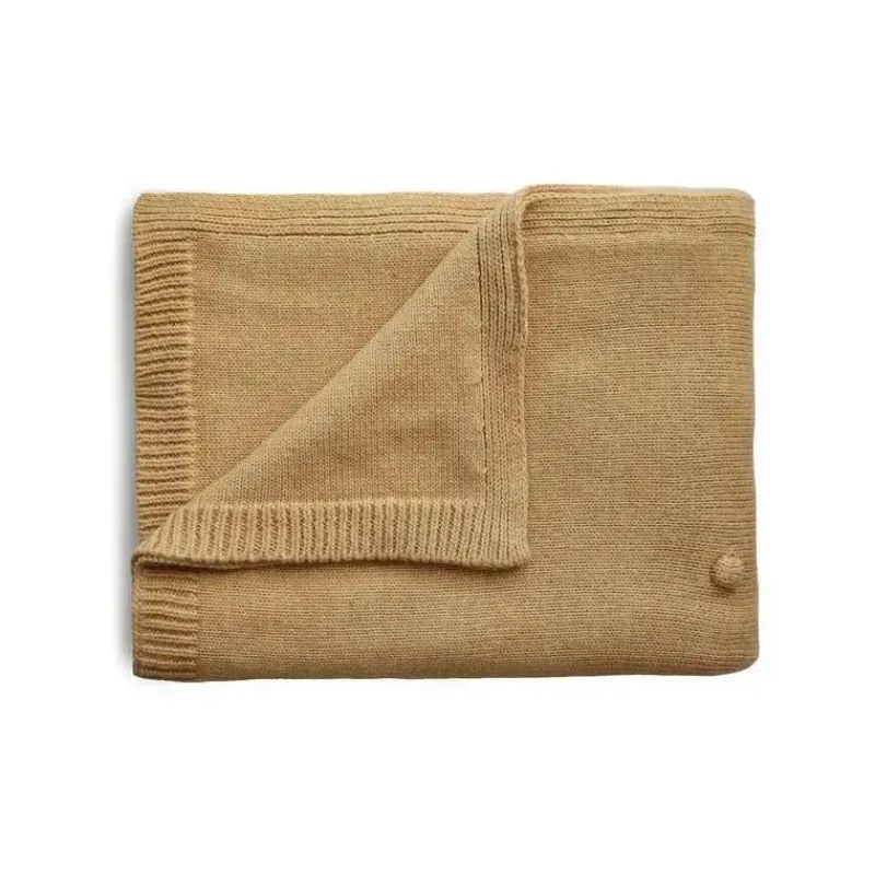 Mushie Blankets & Quilts*- Knitted Textured Dots Baby Blanket - Mustard Melange
