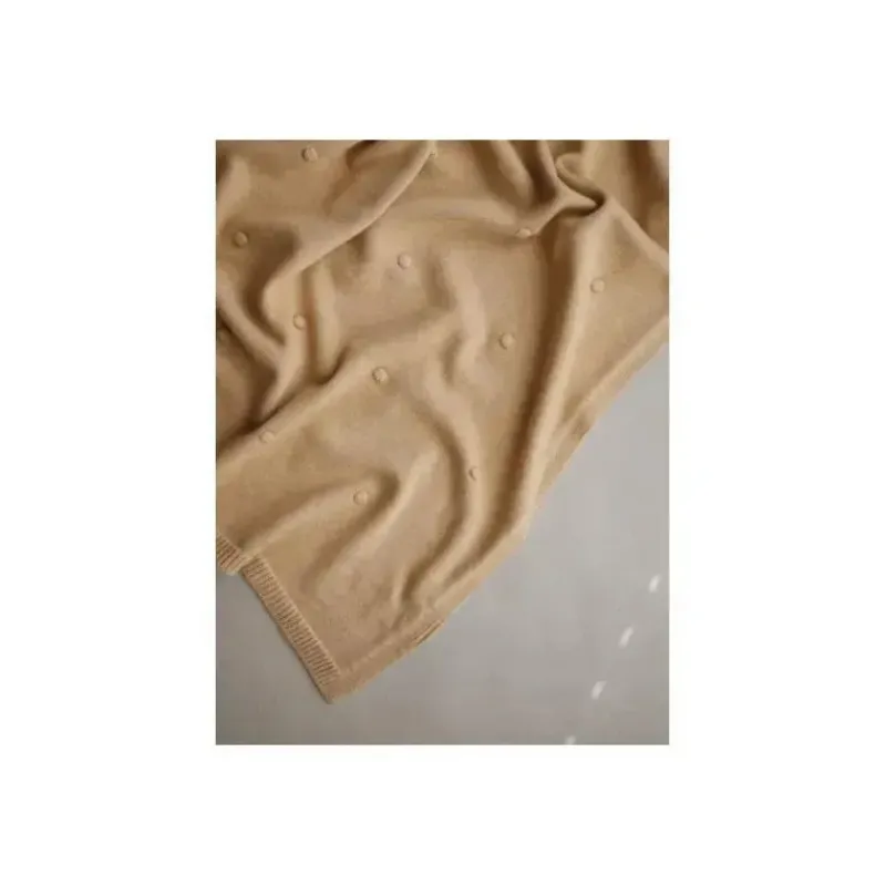 Mushie Blankets & Quilts*- Knitted Textured Dots Baby Blanket - Mustard Melange