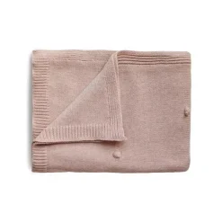 Mushie Blankets & Quilts*- Knitted Textured Dots Baby Blanket - Blush