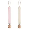 Mushie Gift For Baby|Pacifier Clips & Cases*- Linen Baby Pacifier Clip Holder, Soft Fabric Strap, 2-Pack, Blush/Cream