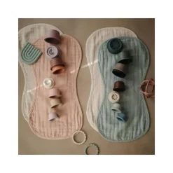 Mushie Organic|Burp Cloths*- Muslin Burp Cloth Organic Cotton 2-Pack - Blush/Fog