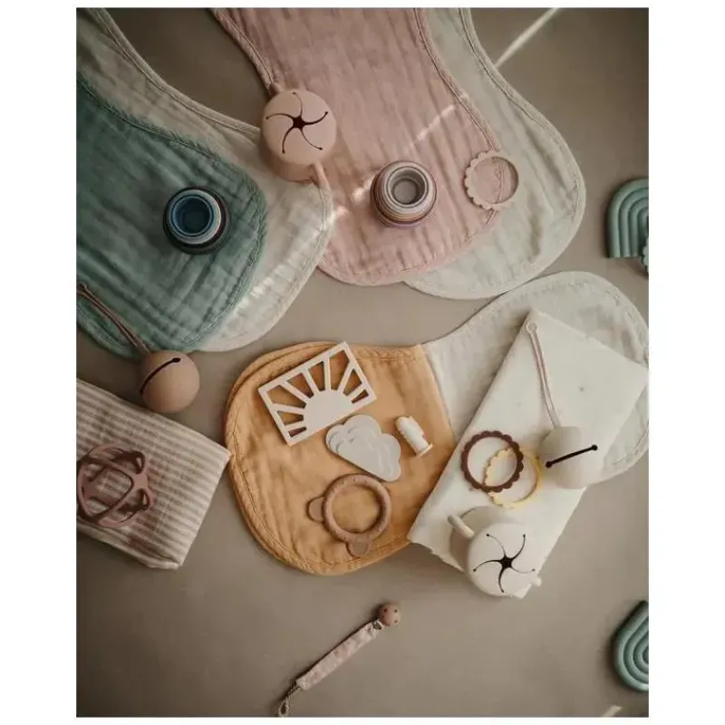 Mushie Organic|Burp Cloths*- Muslin Burp Cloth Organic Cotton 2-Pack - Natural/Fog