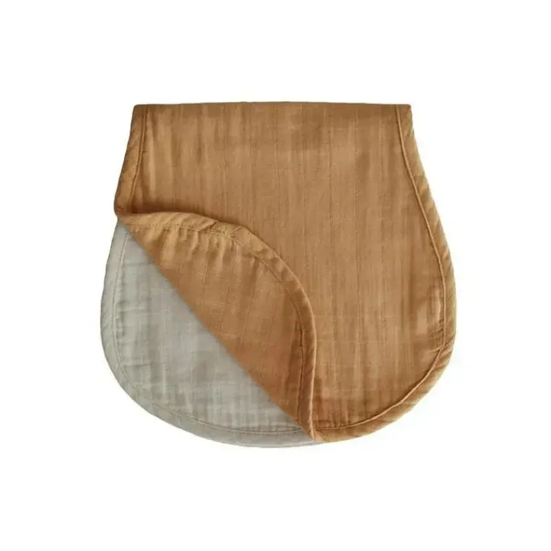 Mushie Organic|Burp Cloths*- Muslin Burp Cloth Organic Cotton 2-Pack - Fall Yellow/Fog