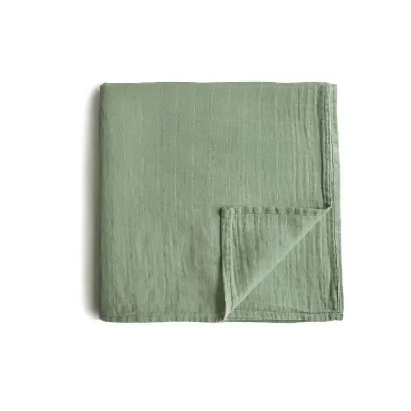 Mushie Swaddles & Wearable Blankets*- Muslin Swaddle Blanket - SAge