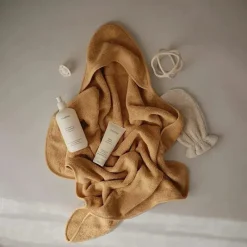 Mushie Organic|Baby Bath Towels*- Organic Cotton Baby Hooded Towel, Fall Yellow