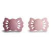 Mushie Gift For Baby|Pacifiers*- 2Pk Cedar/Baby Pink Lucky Symmetrical Silicone Pacifier, 0/6M