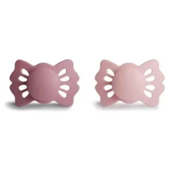 Mushie Gift For Baby|Pacifiers*- 2Pk Cedar/Baby Pink Lucky Symmetrical Silicone Pacifier, 0/6M