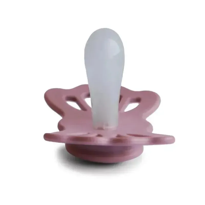 Mushie Gift For Baby|Pacifiers*- 2Pk Cedar/Baby Pink Lucky Symmetrical Silicone Pacifier, 0/6M