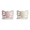 Mushie Gift For Baby|Pacifiers*- 2Pk Cream/Blush Butterfly Anatomical Silicone Pacifier, 0/6M