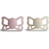 Mushie Gift For Baby|Pacifiers*- 2Pk Cream/Blush Butterfly Anatomical Silicone Pacifier, 6/18M