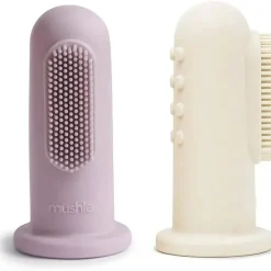 Mushie Oral & Nasal Care*- 2Pk Finger Toothbrush Soft, Lilac/Ivory