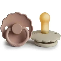 Mushie Cool Baby Products|Gift For Baby*- 2Pk Frigg Daisy Natural Rubber Baby Pacifier, Blush/Cream, 0/6M