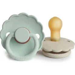 Mushie Gift For Baby|Pacifiers*- 2Pk Frigg Daisy Natural Rubber Baby Pacifier, Seafoam/Cream, 6/18M