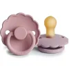 Mushie Gift For Baby|Pacifiers*- 2Pk Frigg Daisy Natural Rubber Baby Pacifier, Baby Pink/Soft Lilac, 0/6M