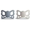 Mushie Gift For Baby|Pacifiers*- 2Pk Great Grey/Silver Gray Butterfly Anatomical Silicone Pacifier, 6/18M