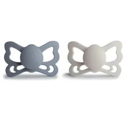 Mushie Gift For Baby|Pacifiers*- 2Pk Great Grey/Silver Gray Butterfly Anatomical Silicone Pacifier, 6/18M