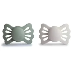 Mushie Gift For Baby|Pacifiers*- 2Pk Lucky Symmetrical Silicone Pacifier, 6/18M, Sage/Silver Gray