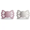 Mushie Gift For Baby|Pacifiers*- 2Pk Lucky Symmetrical Silicone Pacifier, 6/18M, Primrose/Silver Gray