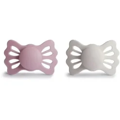 Mushie Gift For Baby|Pacifiers*- 2Pk Lucky Symmetrical Silicone Pacifier, 6/18M, Primrose/Silver Gray