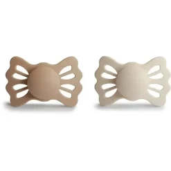 Mushie Gift For Baby|Pacifiers*- 2Pk Lucky Symmetrical Silicone Pacifier, Silky Satin/Cream, 6/18M