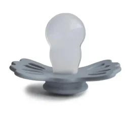 Mushie Gift For Baby|Pacifiers*- 2Pk Lucky Symmetrical Silicone Pacifier, 6/18M, Great Gray/Silver Gray