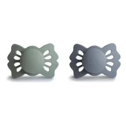 Mushie Gift For Baby|Pacifiers*- 2Pk Sage/Great Gray Lucky Symmetrical Silicone Pacifier, 0/6M