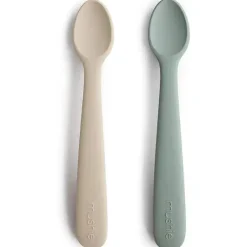 Mushie Utensils & Accessories|Dishes, Utensils & Food Containers*- 2Pk Silicone Feeding Spoons, Cambridge Blue/Shifting Sand