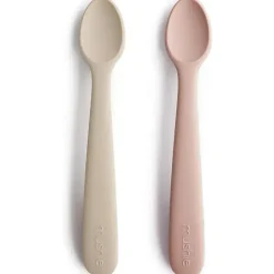 Mushie Utensils & Accessories|Dishes, Utensils & Food Containers*- 2Pk Silicone Feeding Spoons, Blush/Shifting Sand