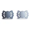Mushie Gift For Baby|Pacifiers*- 2Pk Slate/Powder Blue Lucky Symmetrical Silicone Pacifier, 0/6M