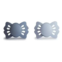 Mushie Gift For Baby|Pacifiers*- 2Pk Slate/Powder Blue Lucky Symmetrical Silicone Pacifier, 0/6M