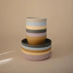 Mushie Plates & Bowls|Dishes, Utensils & Food Containers*- Round Bowl Dinnerware Set, Powder Blue
