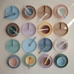 Mushie Plates & Bowls|Dishes, Utensils & Food Containers*- Round Bowl Dinnerware Set, Powder Blue