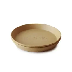 Mushie Plates & Bowls|Dishes, Utensils & Food Containers*- Round Dinnerware Plates Set Of 2 (Mustard)