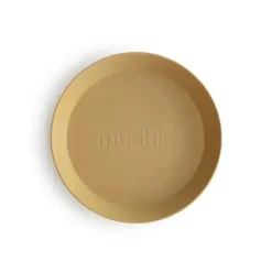 Mushie Plates & Bowls|Dishes, Utensils & Food Containers*- Round Dinnerware Plates Set Of 2 (Mustard)