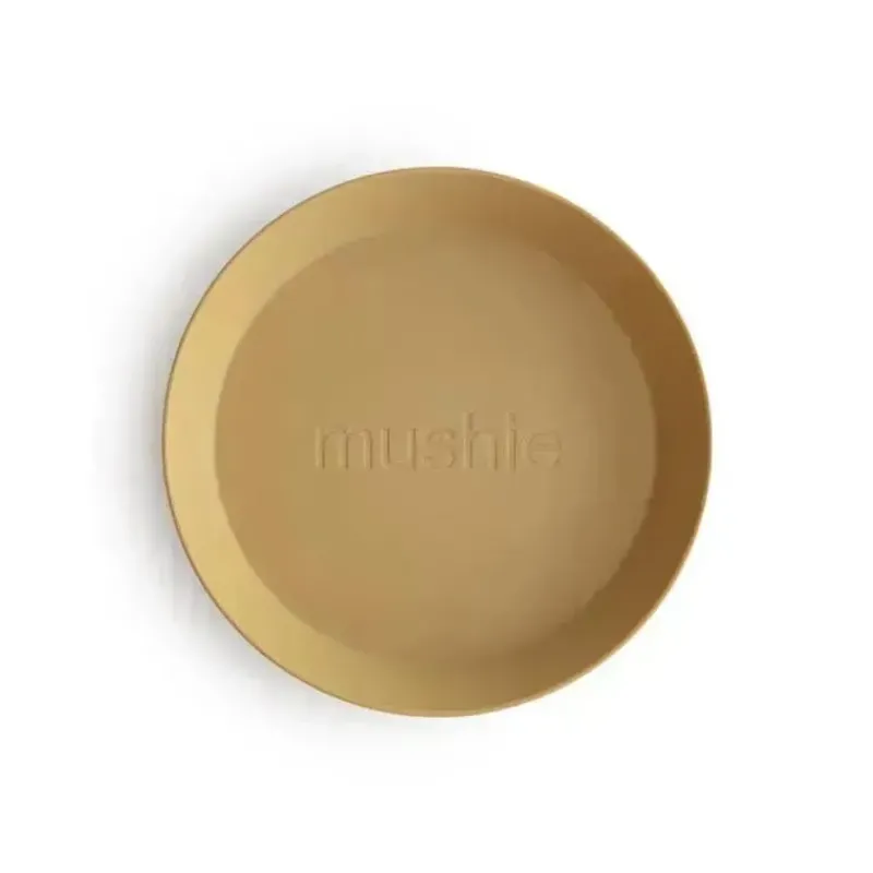 Mushie Plates & Bowls|Dishes, Utensils & Food Containers*- Round Dinnerware Plates Set Of 2 (Mustard)