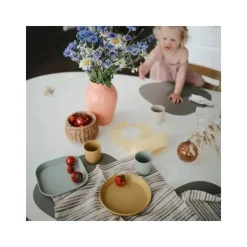 Mushie Plates & Bowls|Dishes, Utensils & Food Containers*- Round Dinnerware Plates Set Of 2 (Mustard)