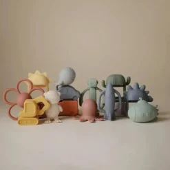 Mushie Toys For 0-12 Months|Gift For Baby*- Silicone Baby Rocket Rattle Teether Toy