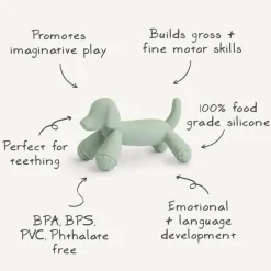 Mushie Toys For 0-12 Months|Gift For Baby*- Silicone Baby Teether Toy Dog