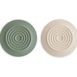 Mushie Bath Safety*- Silicone Drain Stopper 2-Pk, Dried Thyme/Shifting Sand