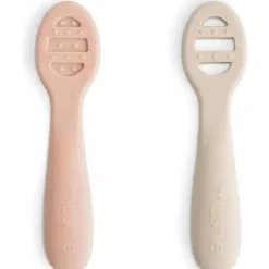 Mushie Utensils & Accessories|Dishes, Utensils & Food Containers*- Silicone First Feeding Baby Spoons, 2 Pack, Blush, Shifting Sand