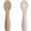 Mushie Utensils & Accessories|Dishes, Utensils & Food Containers*- Silicone First Feeding Baby Spoons, 2 Pack, Natural, Shifting Sand