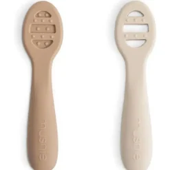 Mushie Utensils & Accessories|Dishes, Utensils & Food Containers*- Silicone First Feeding Baby Spoons, 2 Pack, Natural, Shifting Sand