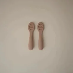Mushie Utensils & Accessories|Dishes, Utensils & Food Containers*- Silicone First Feeding Baby Spoons, 2 Pack, Natural, Shifting Sand