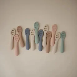 Mushie Utensils & Accessories|Dishes, Utensils & Food Containers*- Silicone First Feeding Baby Spoons, 2 Pack, Natural, Shifting Sand