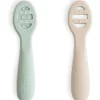 Mushie Utensils & Accessories|Dishes, Utensils & Food Containers*- Silicone First Feeding Baby Spoons, 2 Pack, Cambridge Blue, Shifting Sand