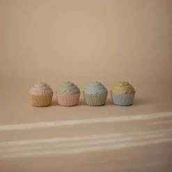 Mushie Rattles & Teethers|Gift For Baby*- Silicone Mix and Match Cupcake Toy 4 Pack, Mold Free