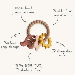 Mushie Rattles & Teethers|Gift For Baby*- Silicone Nature Teething Ring Toy